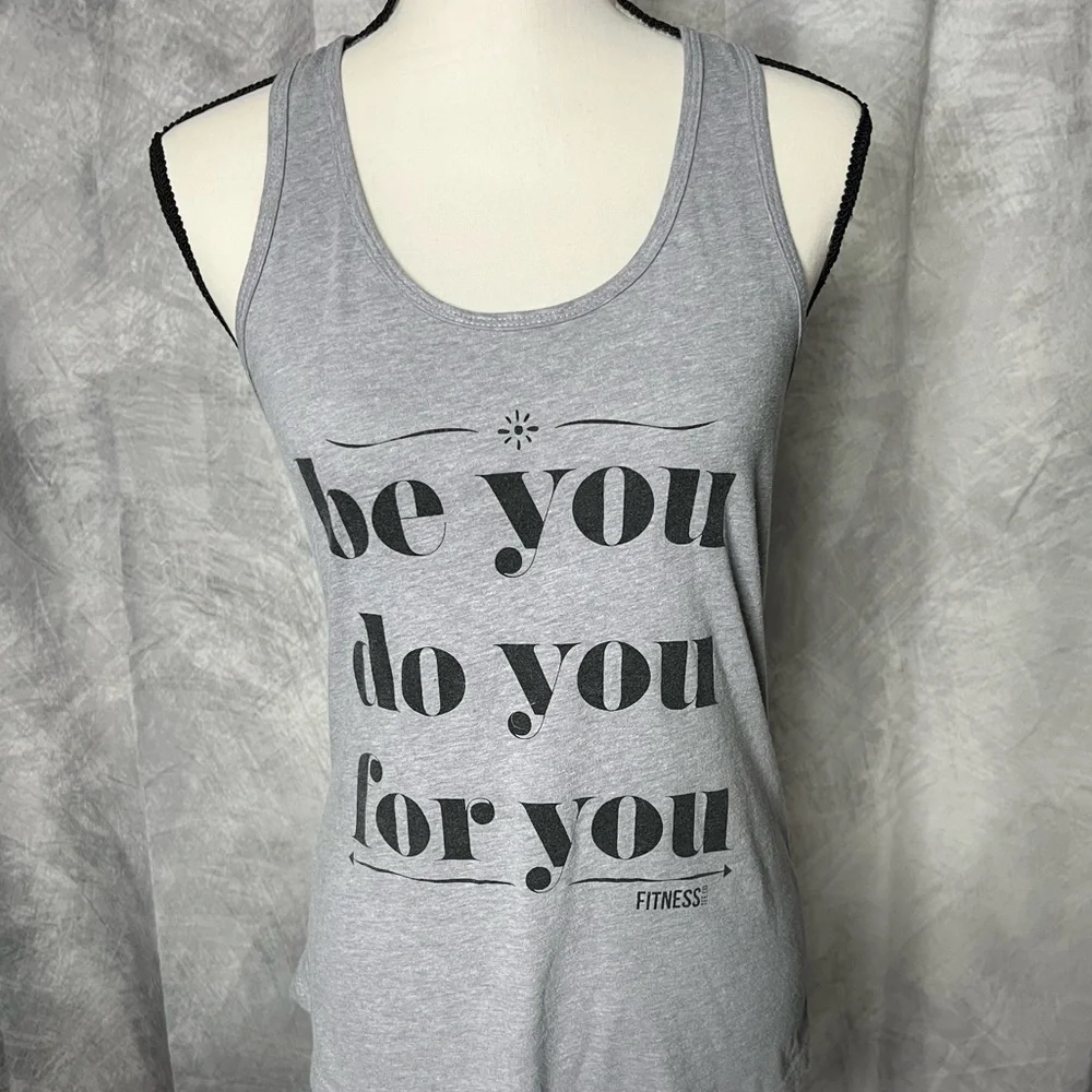 Fitness Tee Co 🌟2/$20 Gray Be You Do You For You Racerback Tank Top - LG - Picture 2 of 9